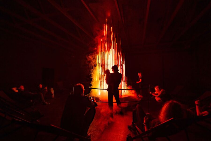 Berlin: DARK MATTER Experience Entry Ticket - The campfire room and the ladder installation