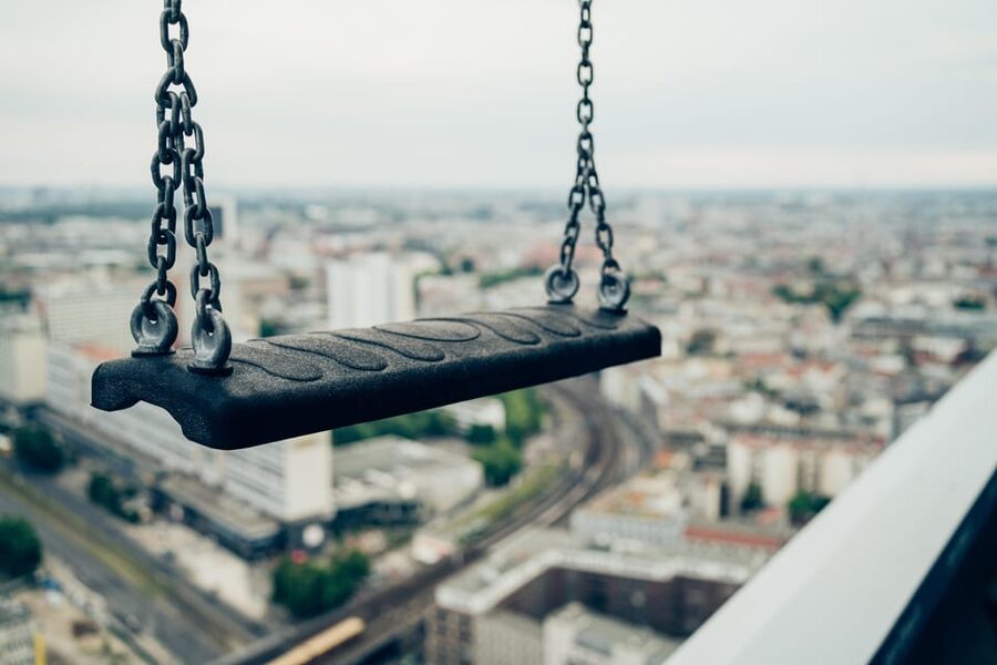 Berlin: Highest Swing in Europe - Reaching the Park Inn roof at Alexanderplatz