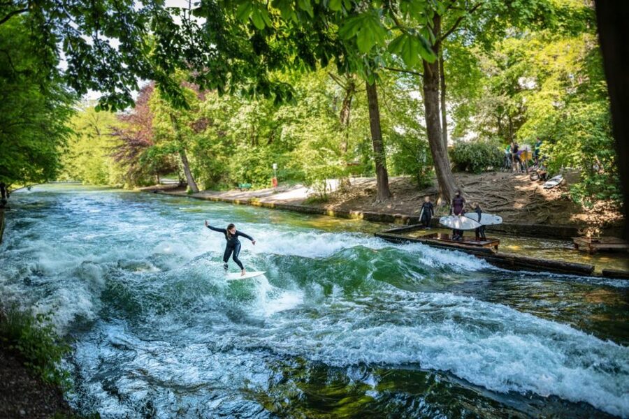 Munich Surf Experience Surfing In Munich Eisbach River Wave - Learning the Eisbachwelle